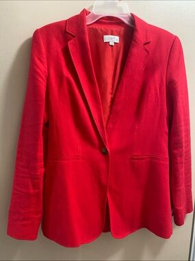 LOFT Bright Red Single-Button Notch Lapel Blazer